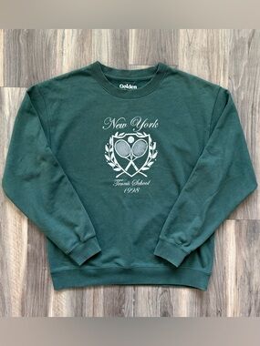 Golden Hour New York Tennis School Green Sweatshirt Size M